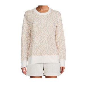 Time and Tru Women's Sz M (8/10) Leopard Print Crewneck Relaxed Fit Sweatshirt